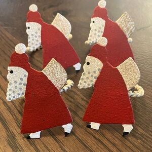 Crate and Barrel Red and White Santa Napkin Rings